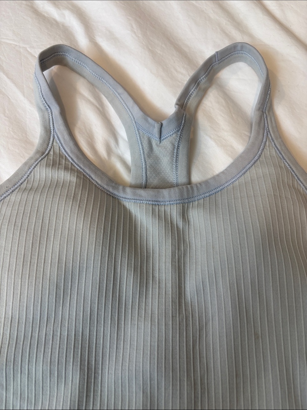 Lululemon Ribbed Support Racerback Tank Top - Light Gray/Green - Picture 3 of 5